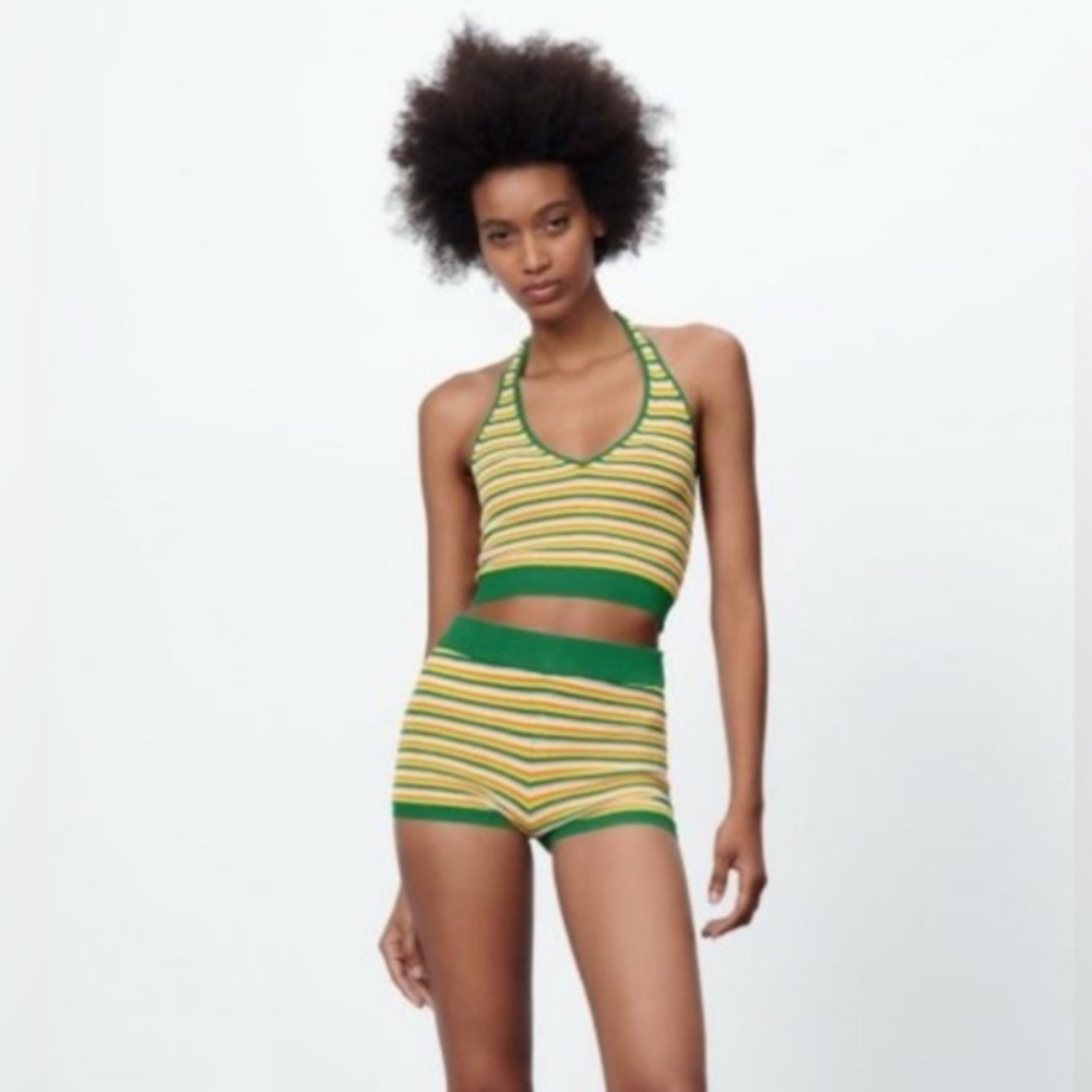 New Zara viscose Striped Halter Top - Picture 3 of 9
